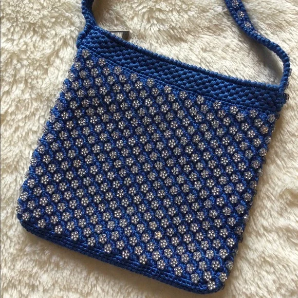 💎5xHP!💎Hand Beaded Crystal Flowers Crossbody Bag - Picture 4 of 9